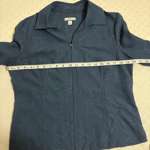 Croft & Barrow Womans Zip Front Jacket Blazer Faux Suede Blue Size Petite M - Picture 10 of 11